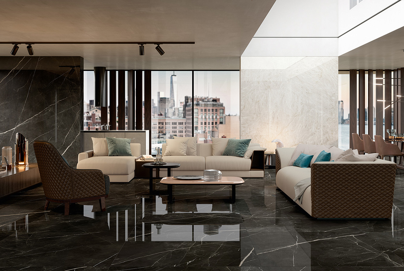 MARVEL GALA  CALACATTA BLACK + CRYSTAL WHITE